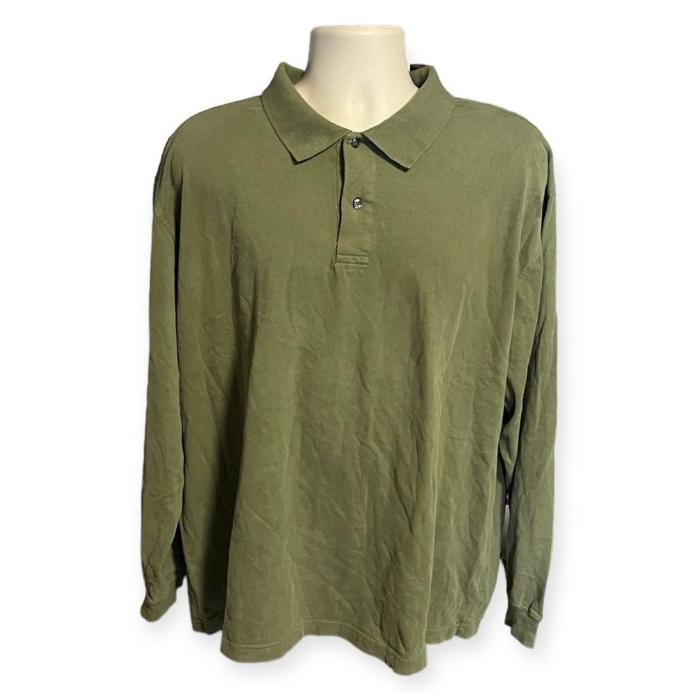 St. John's Bay Sueded Jersey Long Sleeve Celadon Green Polo XXL